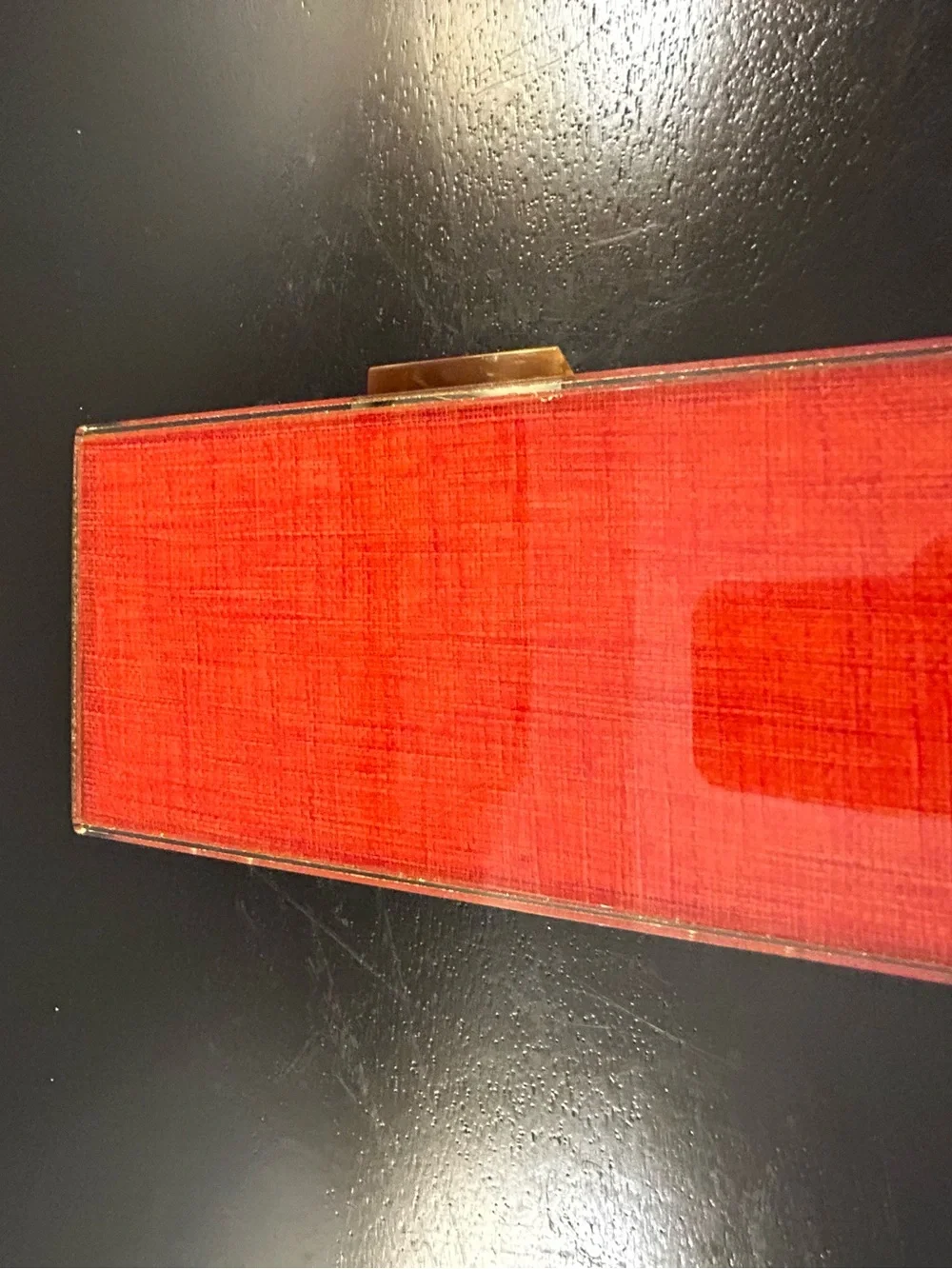 Sondra Roberts Red/Orange Evening Box Clutch with Gold Trim